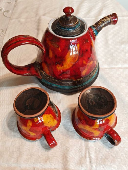 Разкошен Рядък Ръчна Изработка Чай/Кафе Сервиз hand made DANKO 1990те