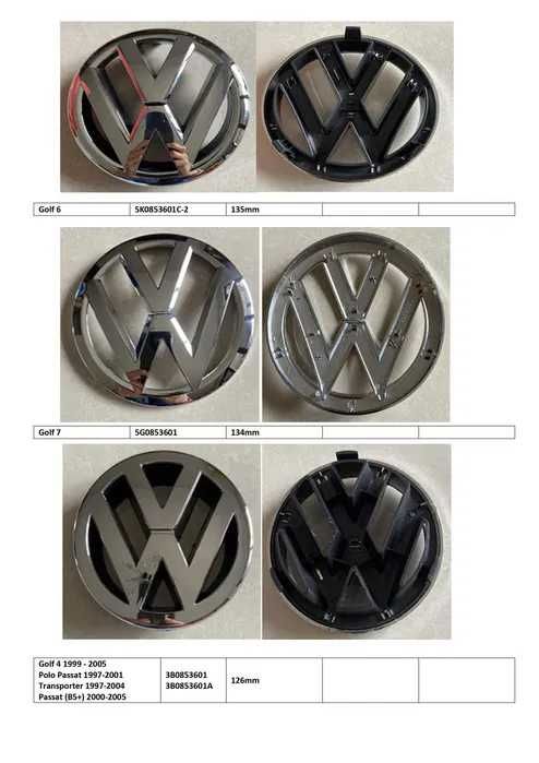 Емблема VW Golf/Passat/Touran/Polo/Transporter/Jett/Kaddy/Bora