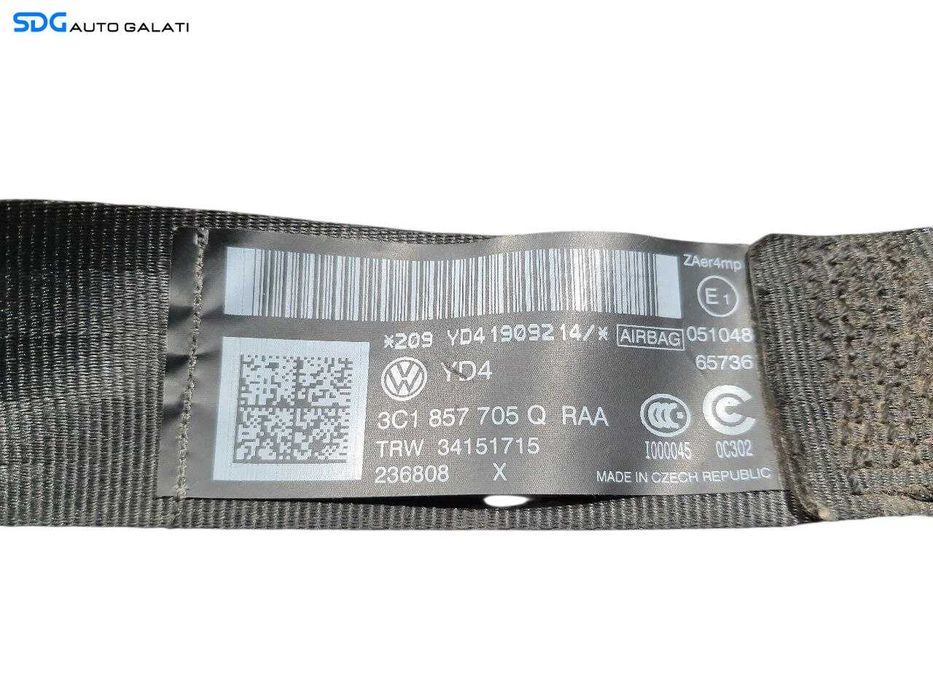 Centura Siguranta Stanga Fata Volkswagen Passat B7 2010 - 2015 Cod 3C1857705Q [N3688]