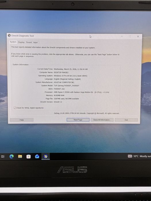 Asus TUF FX505DT | AMD Ryzen 5 3550H | 8GB RAM | 512GB SSD | 15.6"