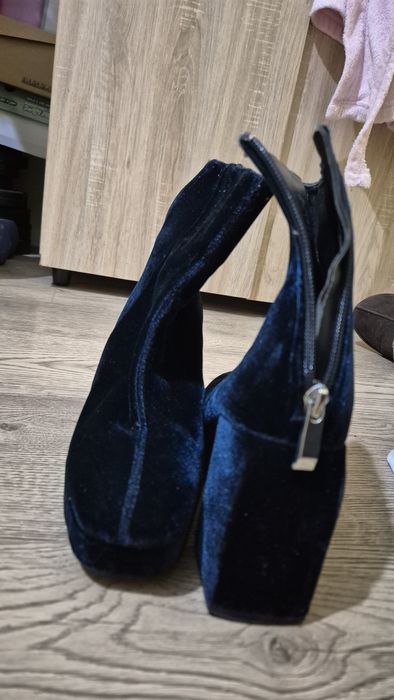 Botine Velvet albastru Zara Trafaluc