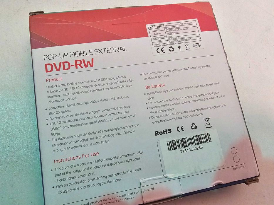 Unitate optica DVD writer extern High Speed USB 3.0 CD Audio PC APPLE