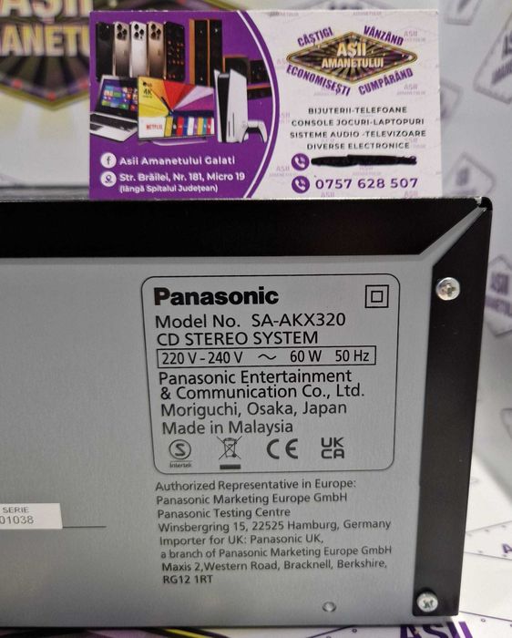 Asii Amanetului - Sistem audio Panasonic SA-AKX320 + Boxe Panasonic SB-AKX220/Bluetooth/USB/CD/Radio FM 450W RMS