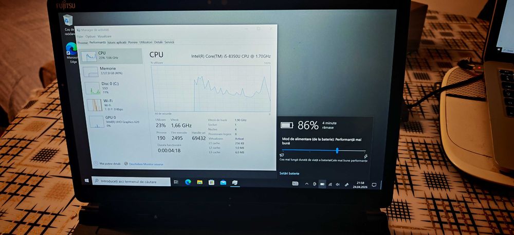 Laptop-tabletă 2 în 1 Fujitsu Stylistic Q738 i5-8350 8Gb ram 120Gb SSD