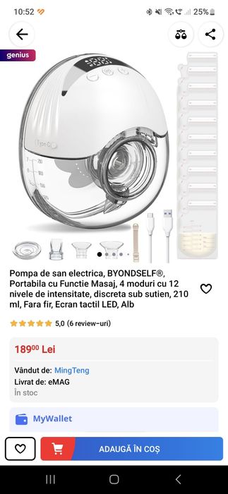 Vând pompă de san folosita de câteva oriri