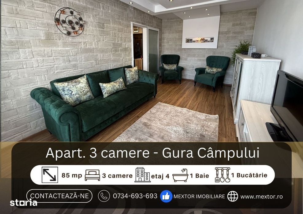 Apartament decomandat 3 camere, de vanzare