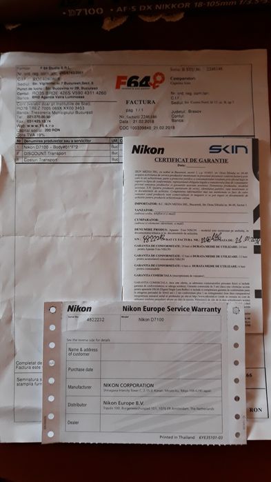 Nikon D7100 body + obiectiv 18-105 nou la cutie factura 36251  cadre