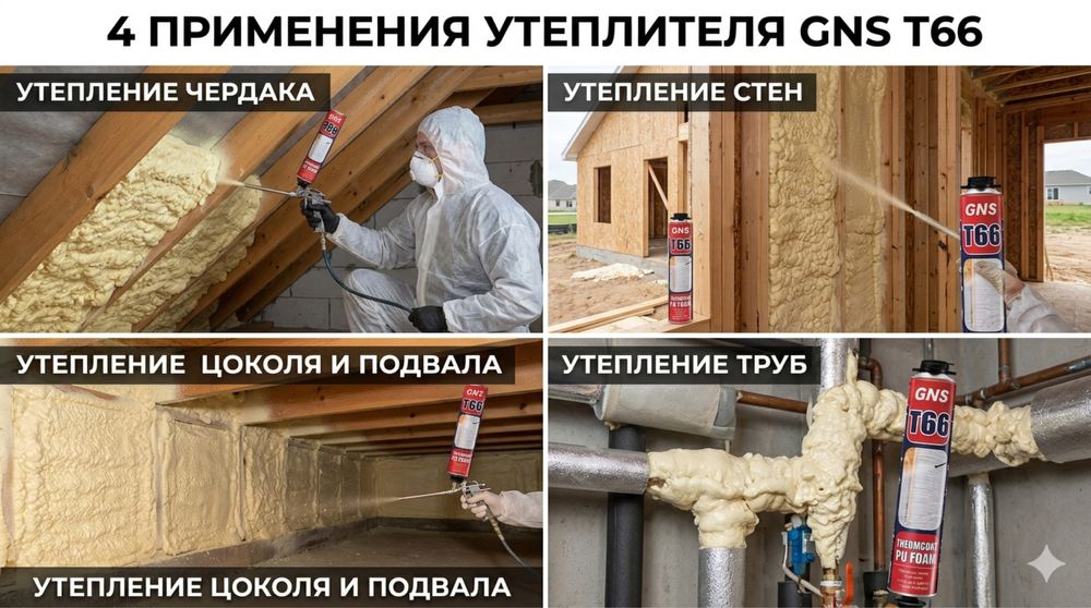 Напыляемый утеплитель Т66 в балоне с насадкой