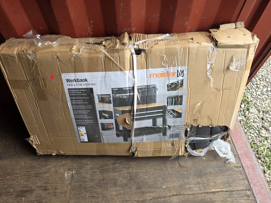 Banc de lucru metalic profesional 3 sertare, blat lemn masiv, panou iluminat LED, prize 230v, port USB , lungime 115 cm