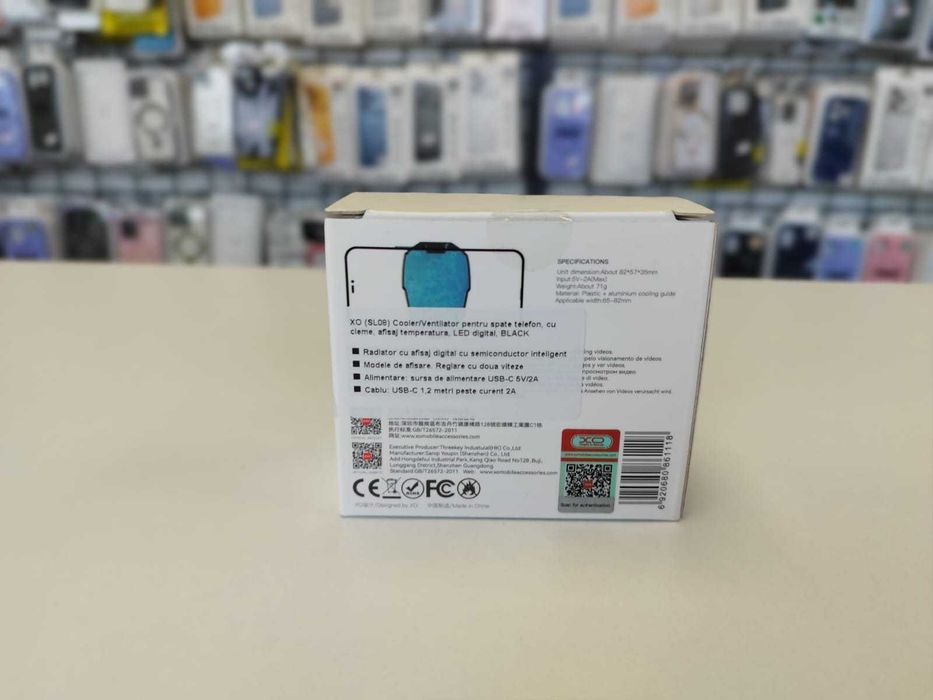 Cooler Telefon, Ventilator 2 Viteze, Fixare cu magnet si clesti, Negru