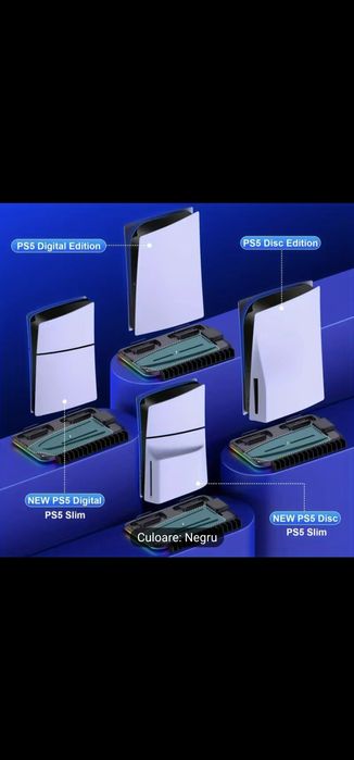 Stand incarcare si racire PS5 cu lumini