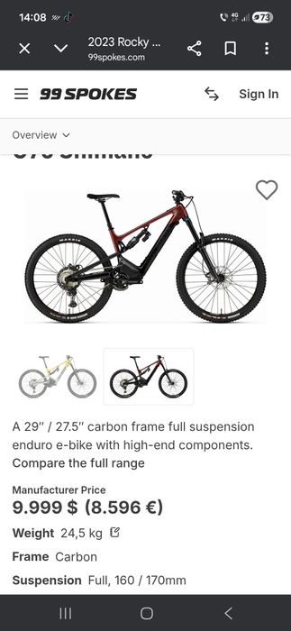 E bike  Rocky Mountain Carbon