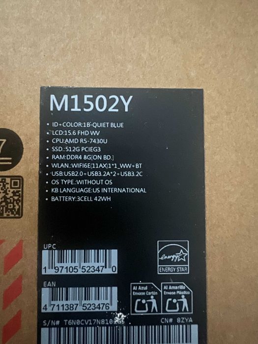 Laptop ASUS Vivobook 15 M1502Y – Ryzen 5 7430U, 8GB RAM, 512GB SSD