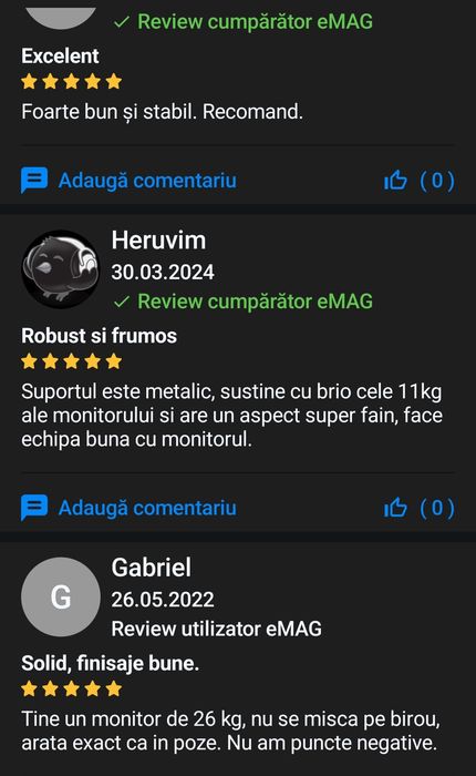 Stand monitor Thunder X3 AS3, Negru