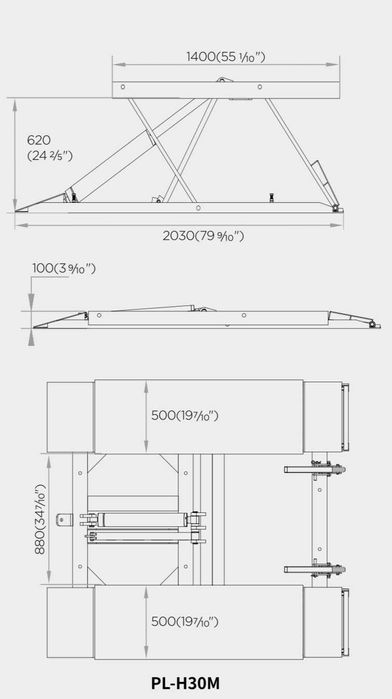 НЕМСКИ Монофазен Ножичен Подемник RockForce 3 Тона H30M + ЛЕД ФЕНЕР