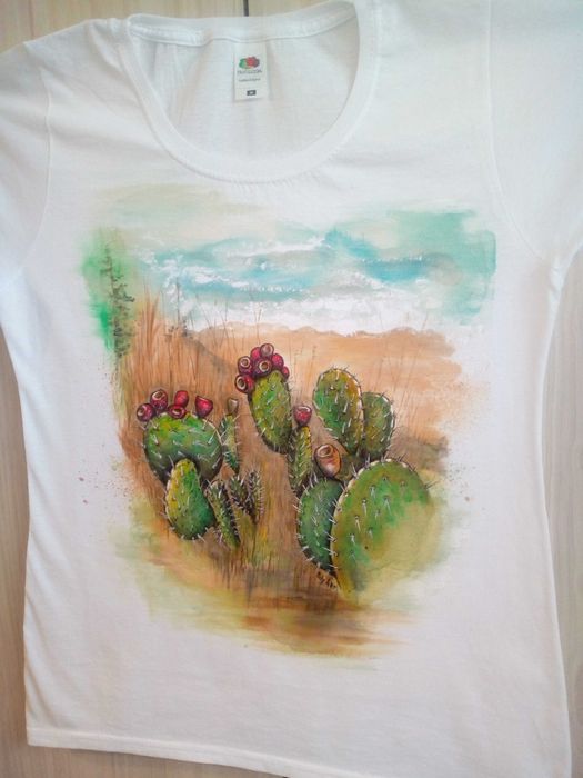 Тениска дамска Кактуси- нова лятна цена