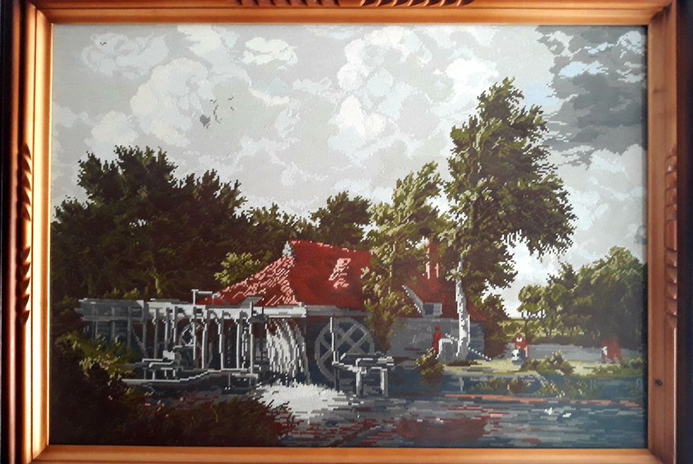 Гоблен в рамка "Воденицата с червения покрив "