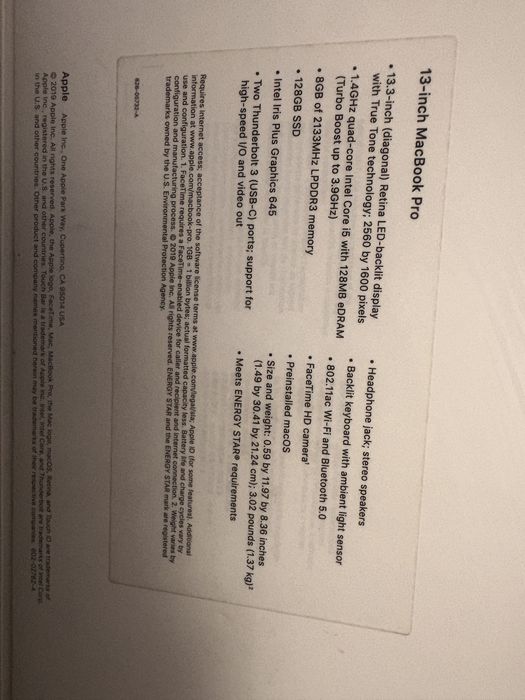 Macbook Pro 13 inch 2019