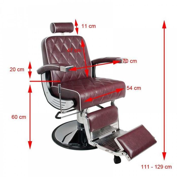 Бръснарски стол Gabbiano Imperial - кафяв/черен/бордо