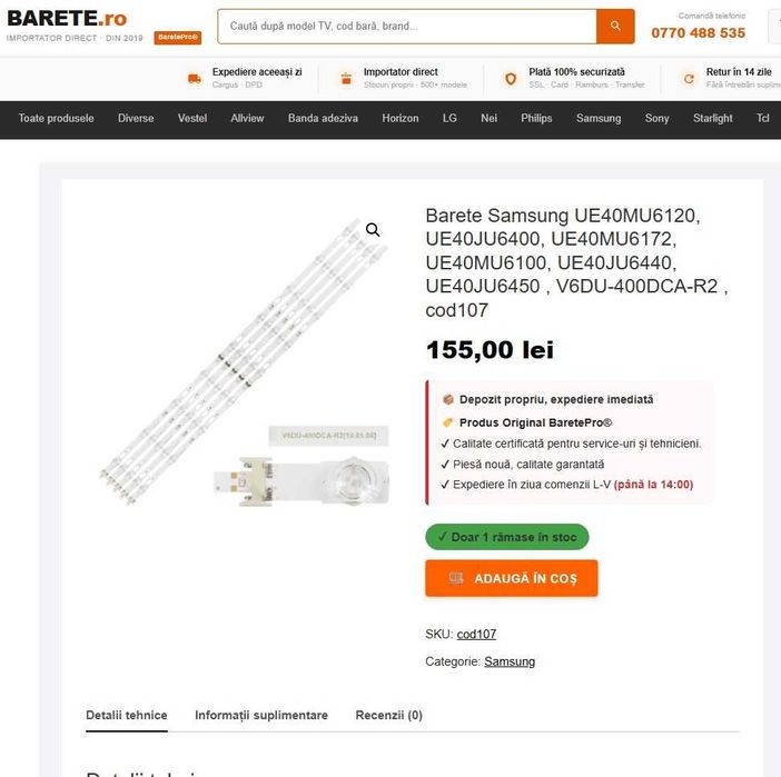 Televizor LED Smart Samsung, 101 cm, 40JU6440, 4K Ultra HD, Clasa A