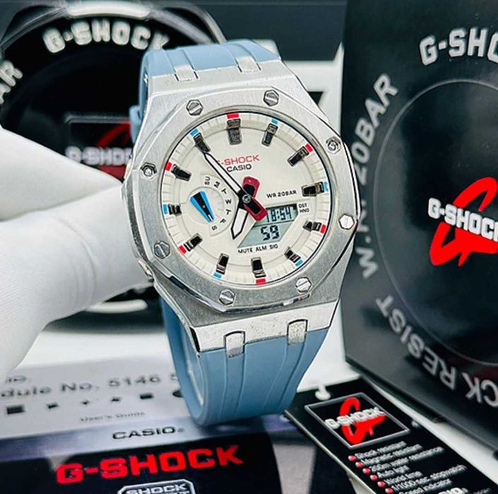 Ceas Casio G shock Royal Casioak ga2100 WHITE -BLEU EDITION ,Nou, Garantie 2 ani