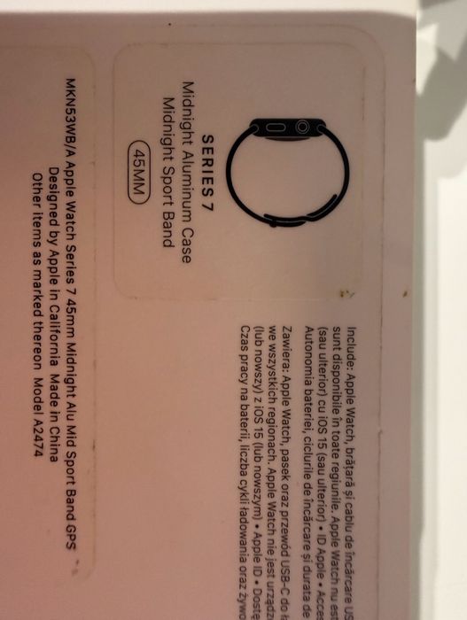 Vând Apple Watch Series 7, varianta de 45mm, culoare Midnight