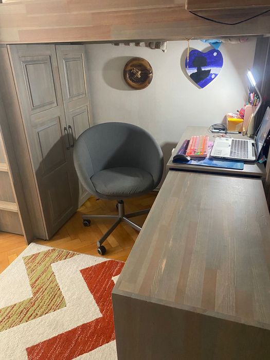 Set de mobilier, pat+birou extensibil+dulap+poliță detașabilă