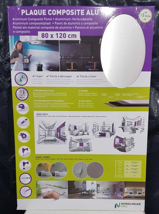Panou compozit din aluminiu periat Nordlinger, 80 cm x 120 cm x 3 mm ...