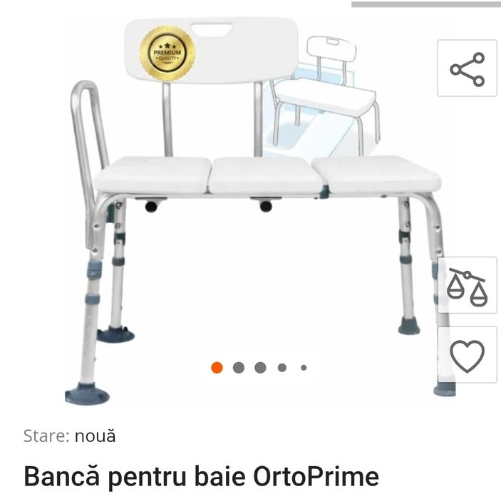Scaun de baie tip banca pentru transfer cada sau dus. Are inaltime reglebila cu picioare ajustabile. Impecabil