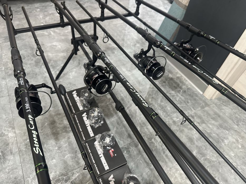SET CRAP 4 Lansete FL Strong 3.75 LBS 3.90 2 Segmente + 4 Mulinete  FL V10STEEZE FL + Rod Pod Fl 157