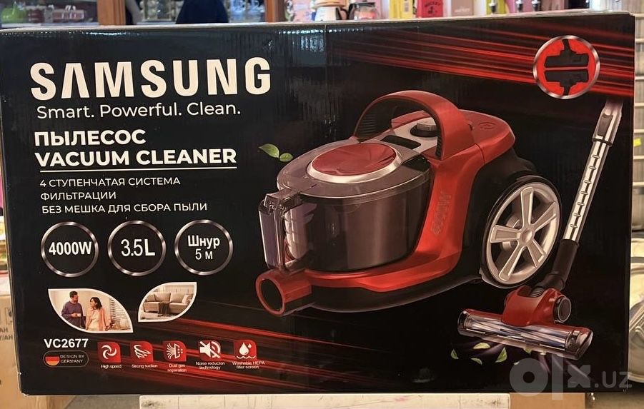 Пылесос Samsung мощный 4000 W, инновационный циклонный, НЕРА фильтр