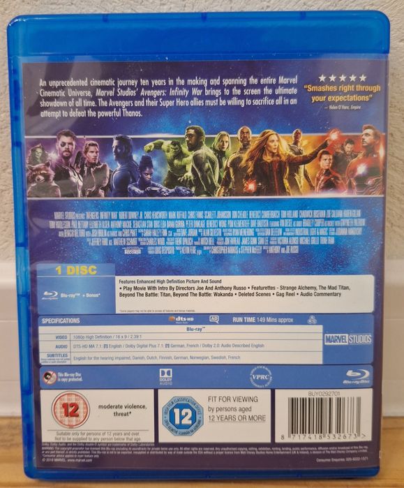 Avengers Infinity War Blu-ray