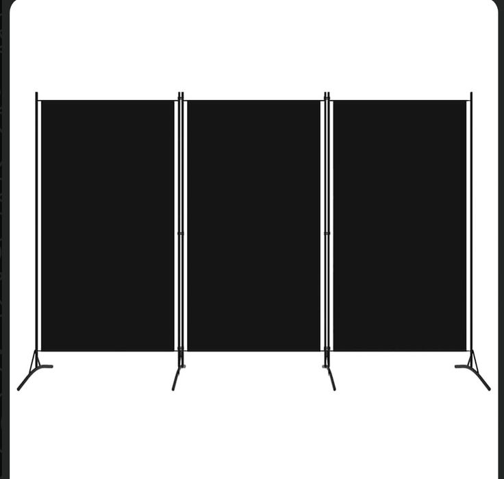 Paravan de cameră cu 3 panouri, negru, 260 x 180 cm