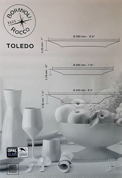 Serviviu de masa 18 piese OPAL BORMIOLI TOLEDO ITALIA NOU - 150 Lei