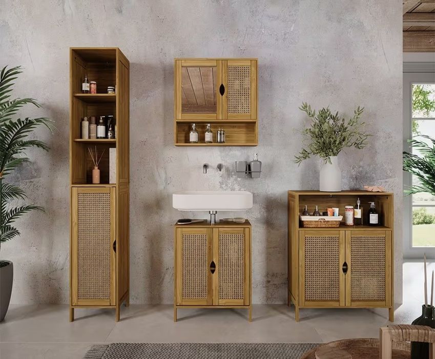 Бамбуков скрин/шкаф с ратан 7483