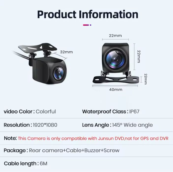 Cameră auto spate / marșarier Awesafe HS17 1080p Waterproof 145 grade