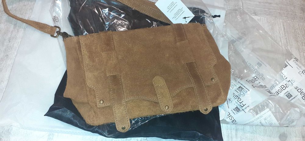 Geanta din piele naturala intoarsa, FrasiBags Italia, noua