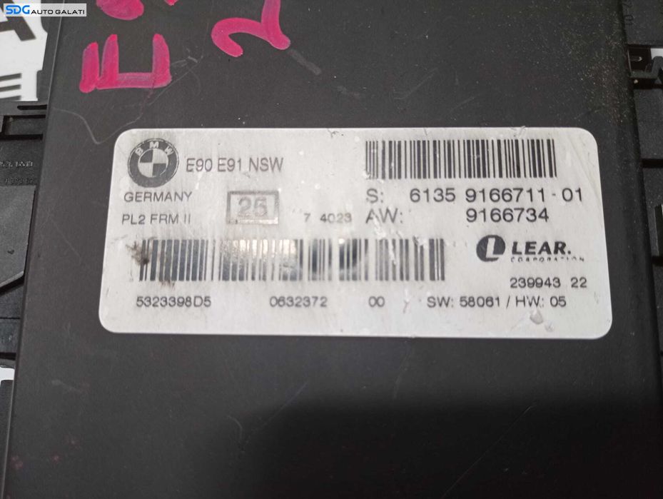 Unitate Modul Calculator Control Lumini BMW Seria 3 E90 E91 2004 - 2011 Cod 6135 9166711-01 [M5982]