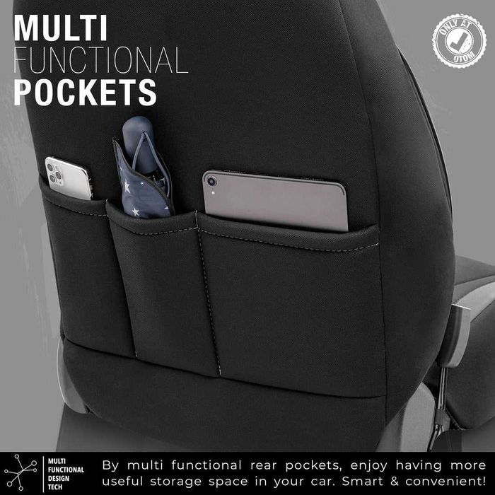 Комплект Тапицерия OTOM– Черно със Сив шев, за Предни и Задни Седалки