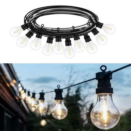 Градински гирлянд с 10 LED крушки Топло Бяла светлина