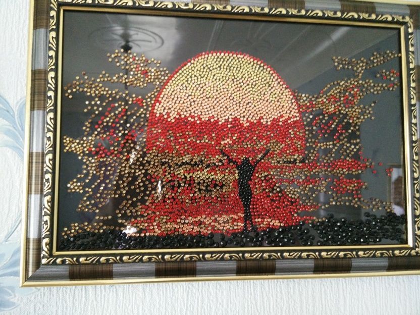 картины стразами по стеклу