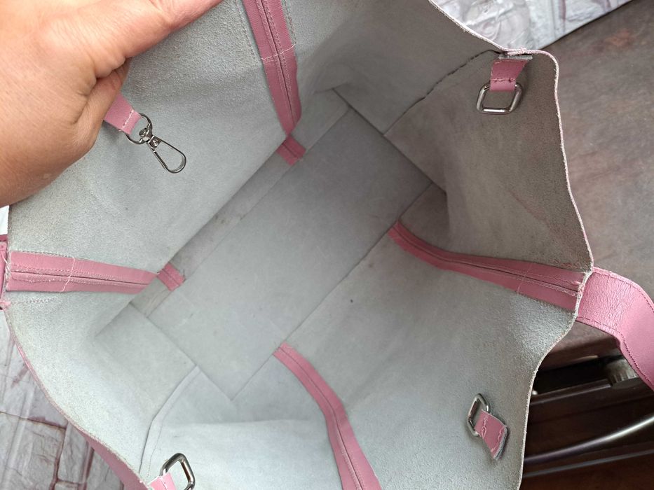 дамска чанта,розова кожена торба-естествена кожа