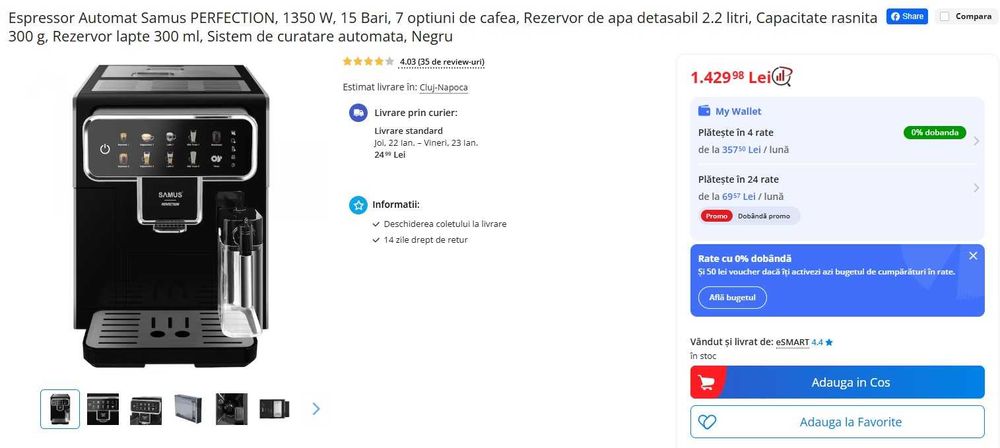 Espressor Automat Samus PERFECTION inca in garantie