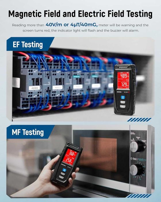 Detector Camp electric EMF Digital cu Afisaj LCD si Alarma