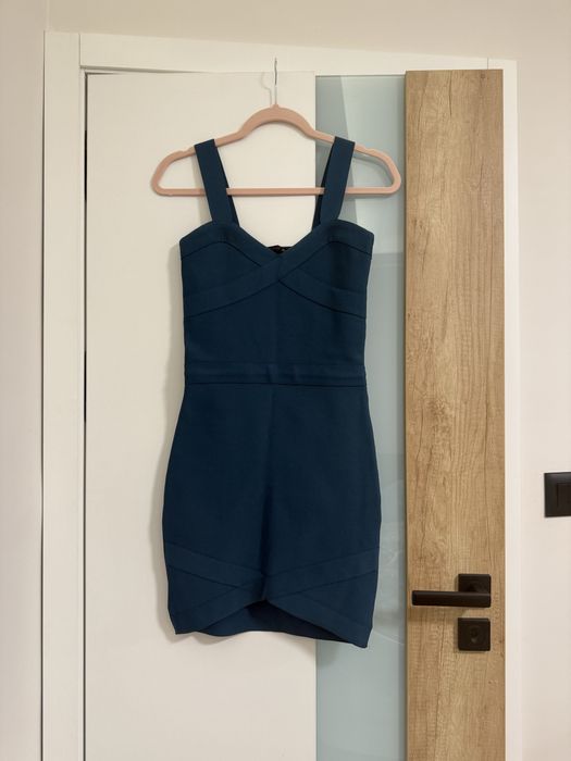 Бандажна къса рокля петролено синьо ХХС-ХС