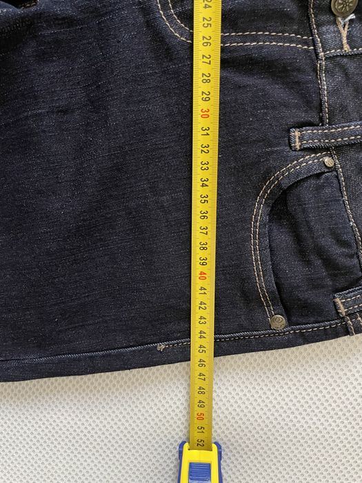 Blugi slim fit bleumarin cu talie inalta, cusaturi in contrast (38/M)