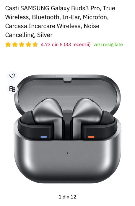 SAMSUNG Galaxy Buds3 Pro, True Wireless, sigilate, transport inclus