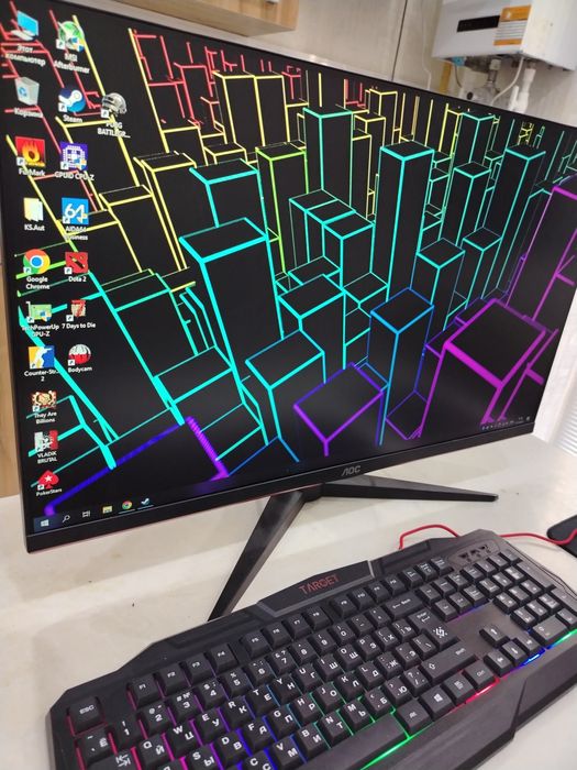 Игровой компьютер с огромным монитором 27!