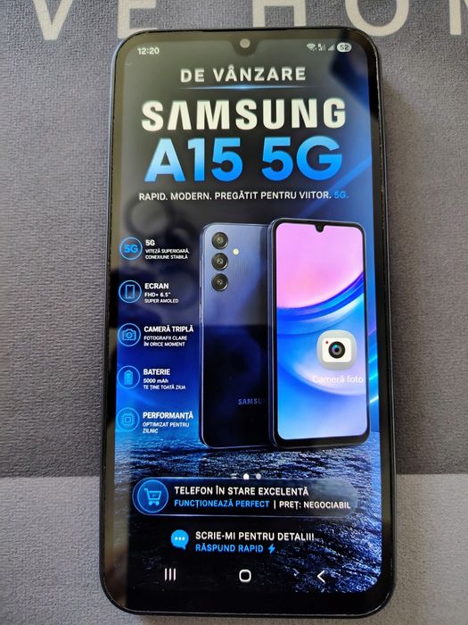 Samsung Galaxy A15 5G – 128GB / 4GB RAM – Stare foarte bună
Preț:600 Ron