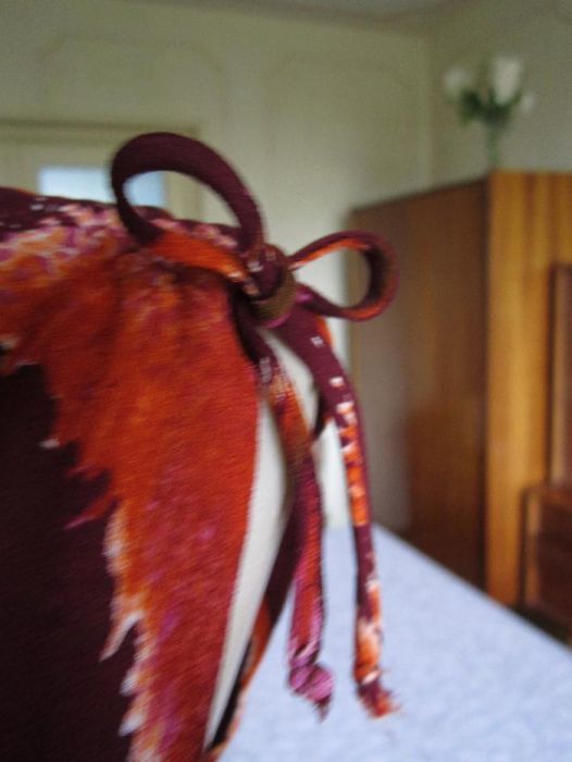 Rochie din voal Georgette, grena cu imprimeu, marime 38